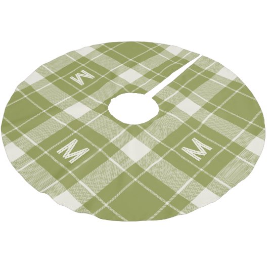Jupon De Sapin En Polyester Brossé Plaid Monogramme personnalisé / Motif Tartan (Angle)