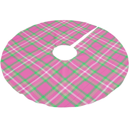 Jupon De Sapin En Polyester Brossé Plaid rose et vert (Angle)