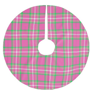 Jupon De Sapin En Polyester Brossé Plaid rose et vert