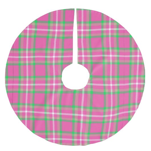 Jupon De Sapin En Polyester Brossé Plaid rose et vert (Devant)