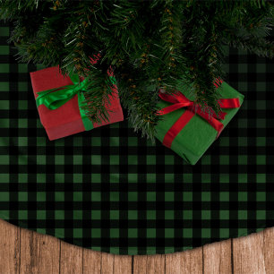 Jupon De Sapin En Polyester Brossé Plaid rustique de bisons verts et noirs