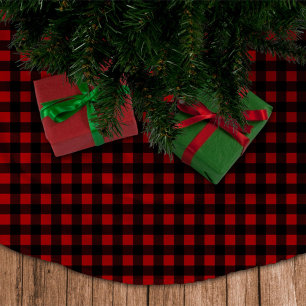 Jupon De Sapin En Polyester Brossé Plaid rustique rouge et noir de buffle