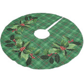 Jupon De Sapin En Polyester Brossé Plaid vert de Noël (Angle)