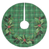 Jupon De Sapin En Polyester Brossé Plaid vert de Noël (Devant)