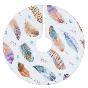 Jupon De Sapin En Polyester Brossé Plumes dessinées à la main : Motif Arrière - plan 