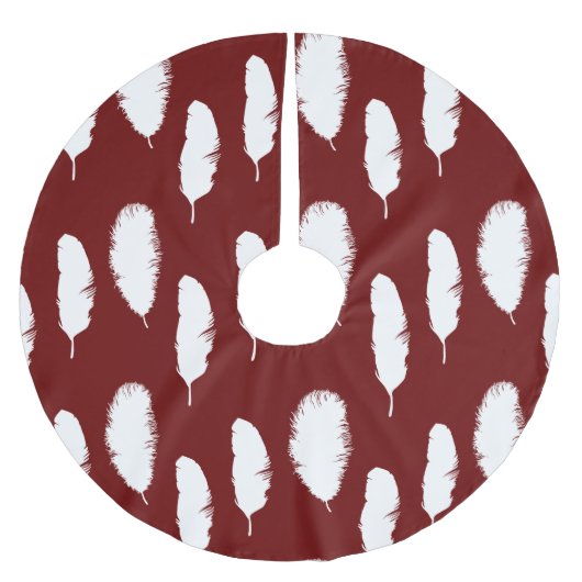 Jupon De Sapin En Polyester Brossé Plumes rouges et blanches chics (Devant)