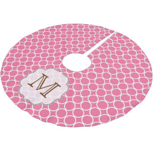 Jupon De Sapin En Polyester Brossé Pneuka rond rose Monogramme Pointe Arbre initial J