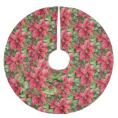 Jupon De Sapin En Polyester Brossé Poinsettias Peint À La Main (Devant)