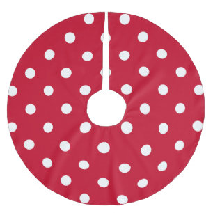 Jupon De Sapin En Polyester Brossé Point Polka rouge et blanc