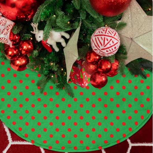 Jupon De Sapin En Polyester Brossé Point Polka vert