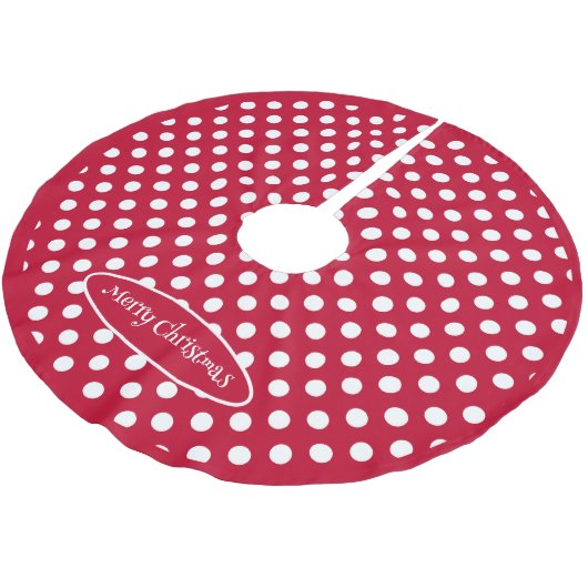 Jupon De Sapin En Polyester Brossé Points rouges + Polka blancs (Angle)
