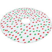 Jupon De Sapin En Polyester Brossé Pois de Noël vert et rouge (Angle)