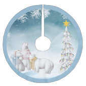 Jupon De Sapin En Polyester Brossé Polar Bear Trio Christmas Tree Jupe (Devant)