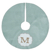 Jupon De Sapin En Polyester Brossé Pôle bleu vert Monogramme Pointe Arbre initiale (Devant)