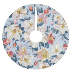 Jupon De Sapin En Polyester Brossé Pommier florissant, motif élégant.