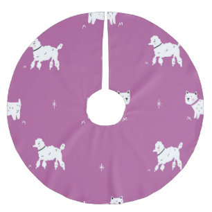 Jupon De Sapin En Polyester Brossé Poodle violet : Motif rétro monochrome