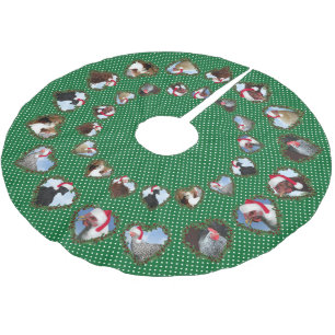 Jupon De Sapin En Polyester Brossé Poulets de Noël dans des Couronnes de Coeur à Poin