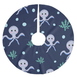 Jupon De Sapin En Polyester Brossé Poulpe sous la mer motif pour enfants