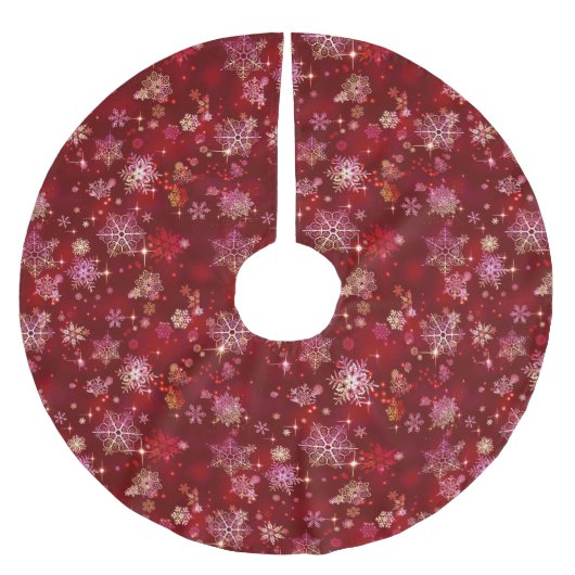 Jupon De Sapin En Polyester Brossé Prettiest Snowflakes Motif Red ID846 (Devant)