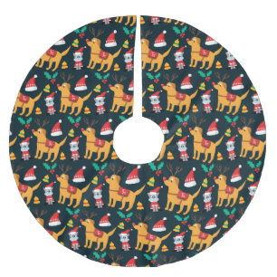 Jupon De Sapin En Polyester Brossé Pups de Noël