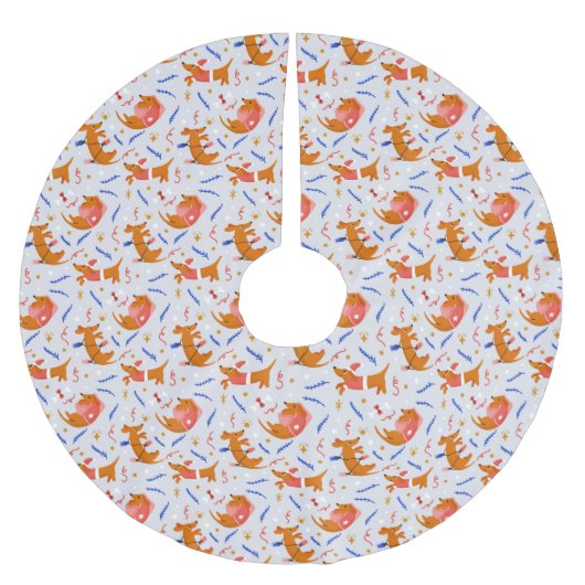 Jupon De Sapin En Polyester Brossé Pups de Noël (Devant)