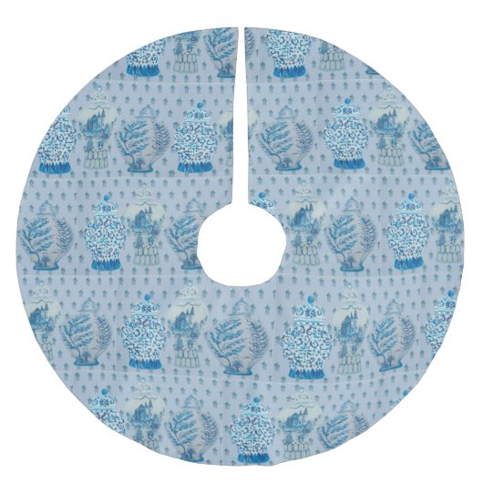 Jupon De Sapin En Polyester Brossé Quilt Chinoiserie Ginger Jar   (Devant)