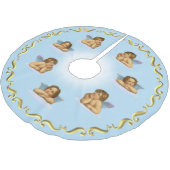 Jupon De Sapin En Polyester Brossé Raphael Cherubs & Golden Frame sur bleu clair (Angle)