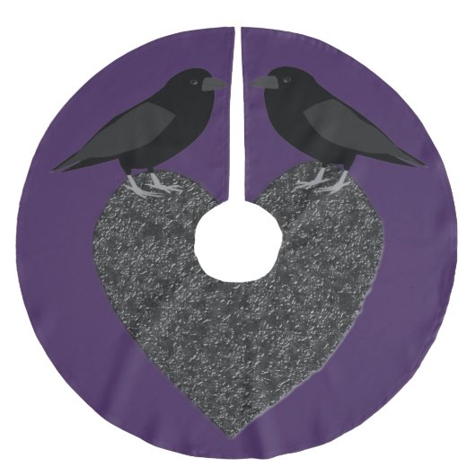 Jupon De Sapin En Polyester Brossé Ravens gothiques et Coeur noir (Devant)