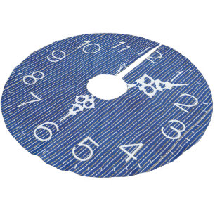 Jupon De Sapin En Polyester Brossé Rayures de paillettes argentées sur une horloge bl