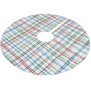 Jupon De Sapin En Polyester Brossé Rayures rouges vertes blanches bleues