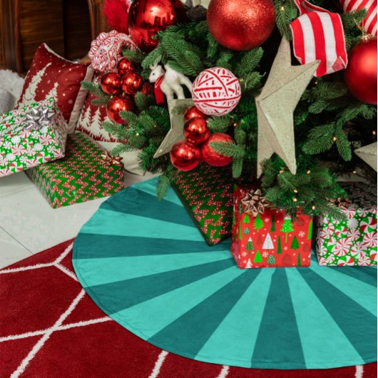 Jupon De Sapin En Polyester Brossé Rayures Starburst turquoise et Turquoise