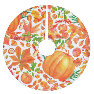 Jupon De Sapin En Polyester Brossé Récolte d'automne : aquarelle L'abondance de chute