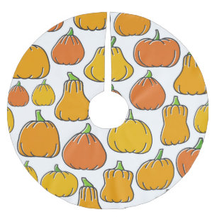 Jupon De Sapin En Polyester Brossé récoltes citrouilles, motifs de légumes saisonnier