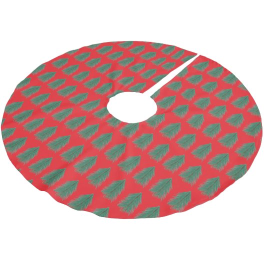 Jupon De Sapin En Polyester Brossé Red and Green Christmas Trees (Angle)