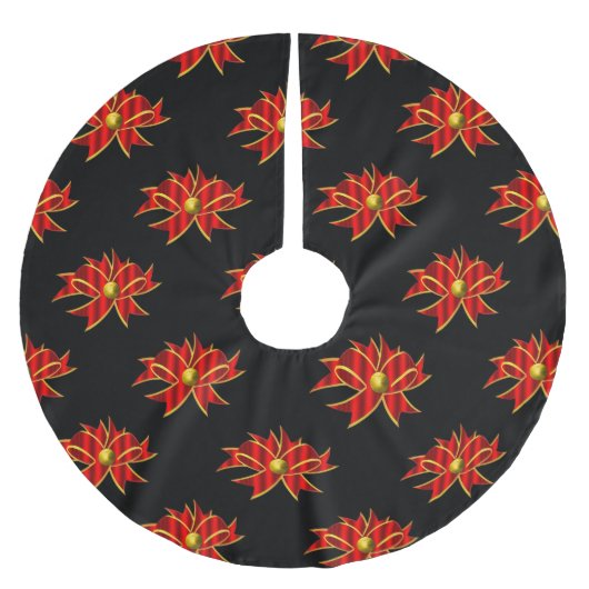 Jupon De Sapin En Polyester Brossé Red Bows Black Noël (Devant)