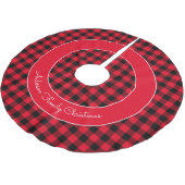 Jupon De Sapin En Polyester Brossé Red Buffalo Plaid Nom de famille Noël rustique (Angle)