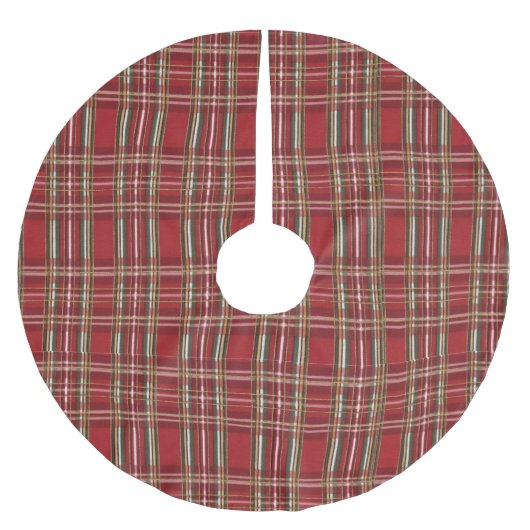 Jupon De Sapin En Polyester Brossé Red Christmas Plaid (Devant)