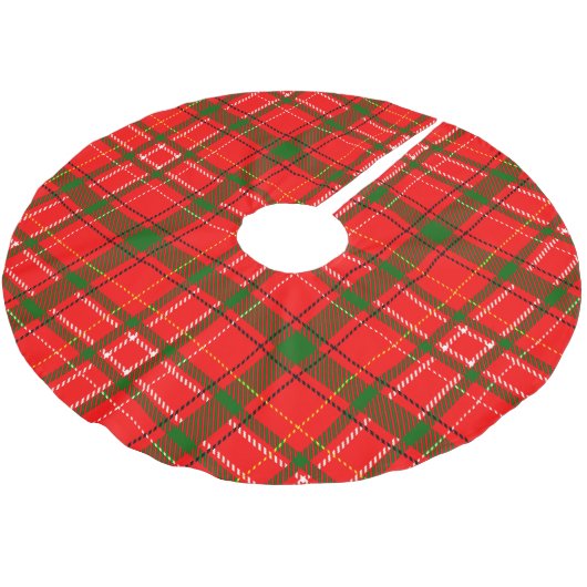 Jupon De Sapin En Polyester Brossé Red Christmas Tartan Plaid Pattern Design (Angle)
