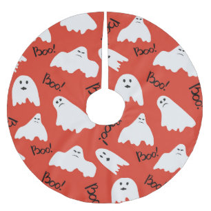 Jupon De Sapin En Polyester Brossé Red Ghosts : Motif Vintage d'Halloween