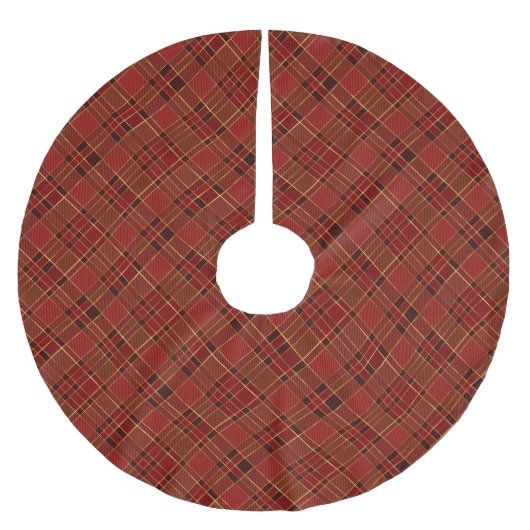 Jupon De Sapin En Polyester Brossé Red Gold Black Aquarelle Noël Plaid Motif (Devant)