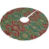 Jupon De Sapin En Polyester Brossé Red Gold Green Christmas Holiday Tree Jupe (Angle)