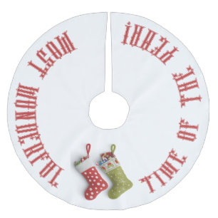Jupon De Sapin En Polyester Brossé Red & Green Bas, le temps le plus merveilleux