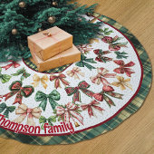 Jupon De Sapin En Polyester Brossé Red Green coquette bows custom christmas