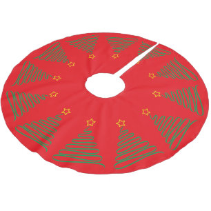 Jupon De Sapin En Polyester Brossé Red Joyeux Noël Holly Xmas arbre cadeau transparen