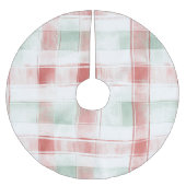 Jupon De Sapin En Polyester Brossé Red Mint Peppermint Mocha Plaid Stripes Christmas (Devant)