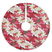 Jupon De Sapin En Polyester Brossé Red Poinsettia Holiday (Devant)