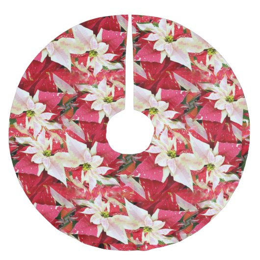 Jupon De Sapin En Polyester Brossé Red Poinsettia Holiday (Devant)