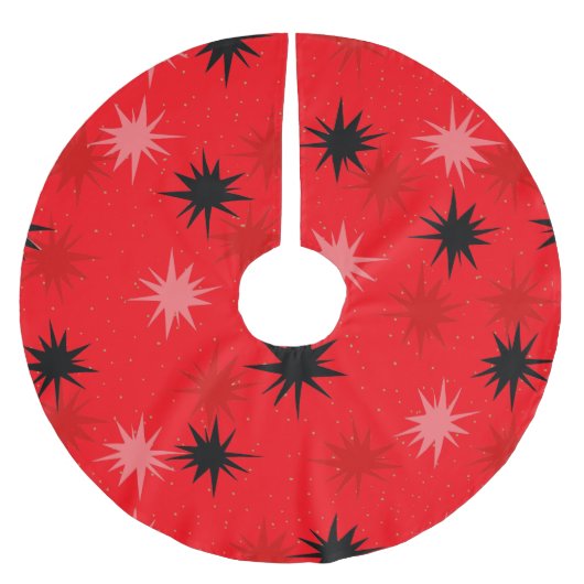 Jupon De Sapin En Polyester Brossé Red Starburts atomique Jupe Arbre de Noël (Devant)