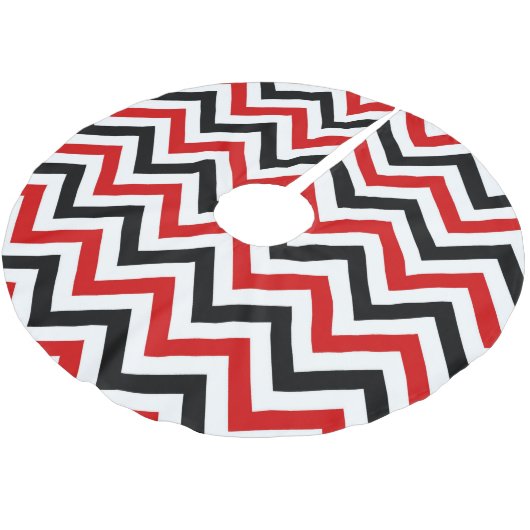 Jupon De Sapin En Polyester Brossé Red, white, Black Large Chevron Zig Zag (Angle)