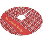 Jupon De Sapin En Polyester Brossé Red White Plaid Nom de famille personnalisé Noël (Angle)